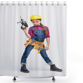 Personality  Little Girl In Tool Belt Shower Curtains