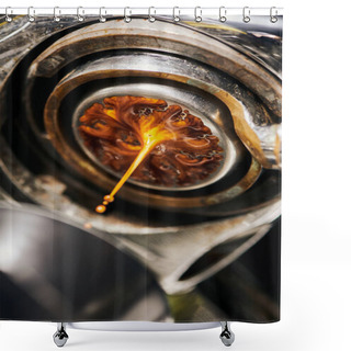 Personality  Macro, Black Coffee, Extraction, Hot Espresso Dripping Into Cup, Professional Coffee Machine  Shower Curtains