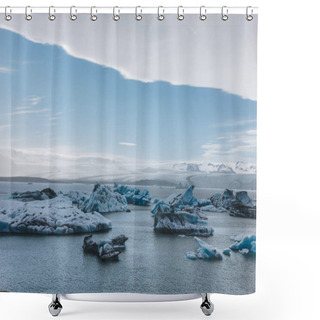 Personality  Scenic Shot Of Glacier Ice Pieces Floating In Lake In Jokulsarlon, Iceland Shower Curtains