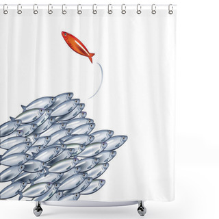 Personality  School Of Fish One In Another Direction Shower Curtains