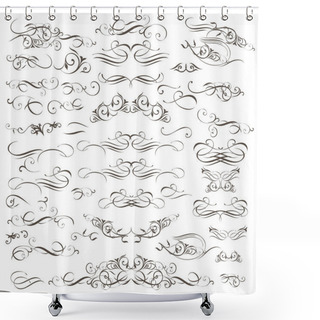 Personality  Big Collection Of Vector Decorative Flourishes And Swirls For Design Shower Curtains