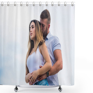 Personality  Eternal Love. Romantic Relationship. Love Date. Couple In Love. Family Relations And Happiness. Family Values. Man And Woman Embrace. Valentines Day. Sexy Girl With Her Boyfriend Outdoor Shower Curtains