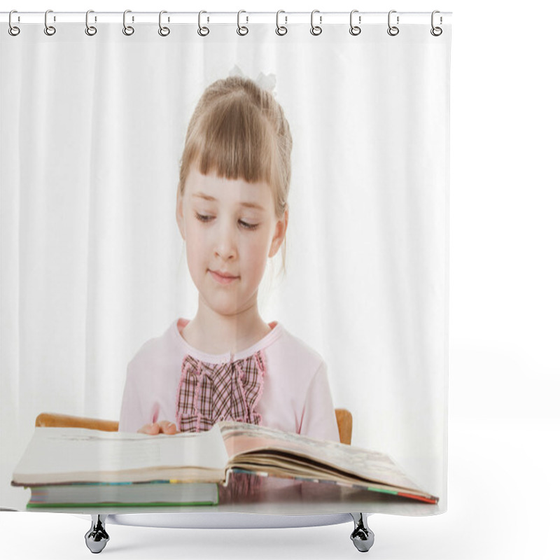 Personality  Little School Girl Learning To Read Shower Curtains