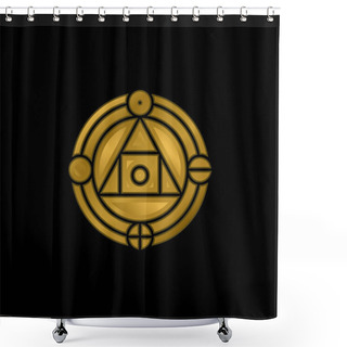 Personality  Alchemy Gold Plated Metalic Icon Or Logo Vector Shower Curtains