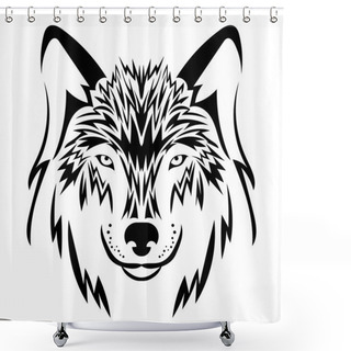 Personality  Beautiful Wolf Tattoo.Vector Wolf's Head As A Design Element On Isolated Background Shower Curtains