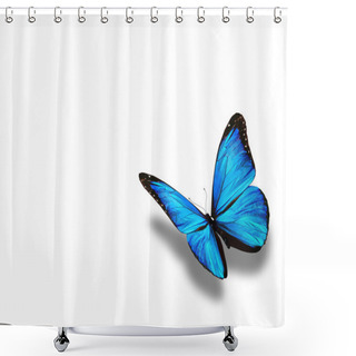 Personality  Blue Butterfly, Isolated On White Shower Curtains