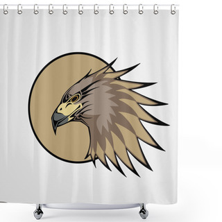 Personality  Head Of A Hawk, Vector Illustration Shower Curtains