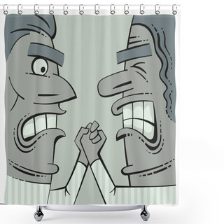 Personality  Hand Fight Of Two Angry Men Shower Curtains