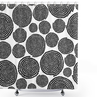 Personality  Black And White Texture With Circles. Seamless. Shower Curtains