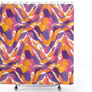 Personality  Dynamic Wavy Shapes Seamless Pattern  Shower Curtains
