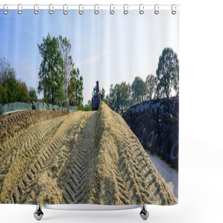 Personality  Corn Crop, Corn Silage Pile With Tractor Stuck Shower Curtains