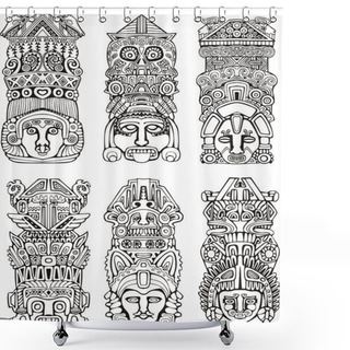 Personality  Aztec Totem Poles Shower Curtains