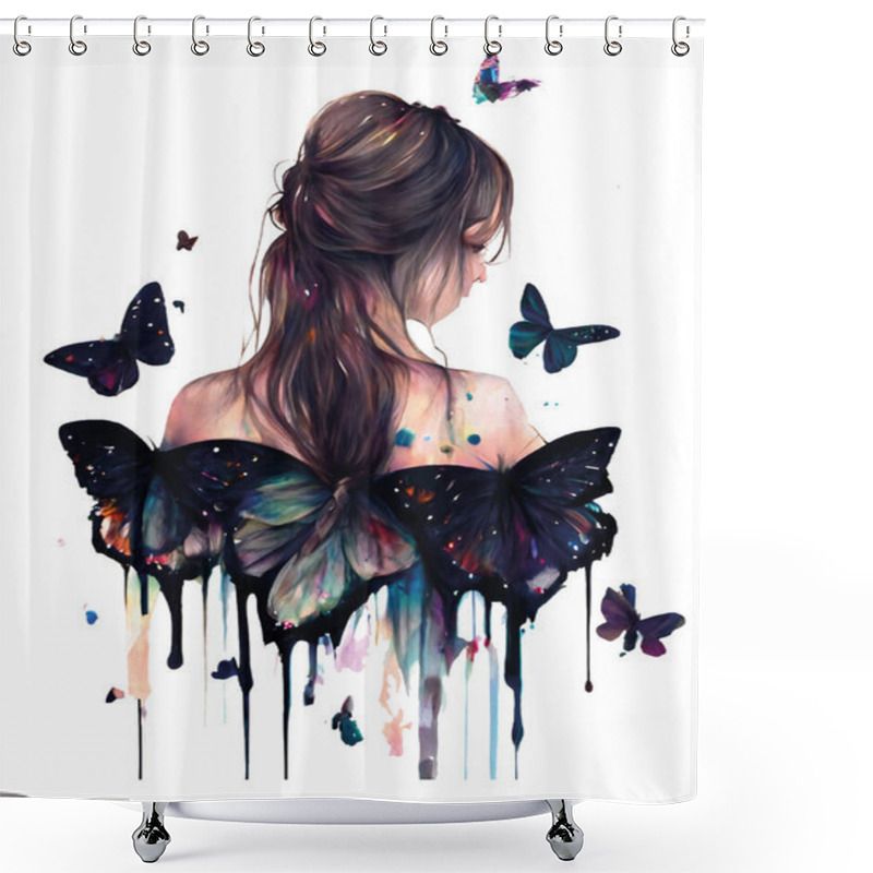 Personality  Beautiful Illustration Of A Butterfly On A White Background Shower Curtains