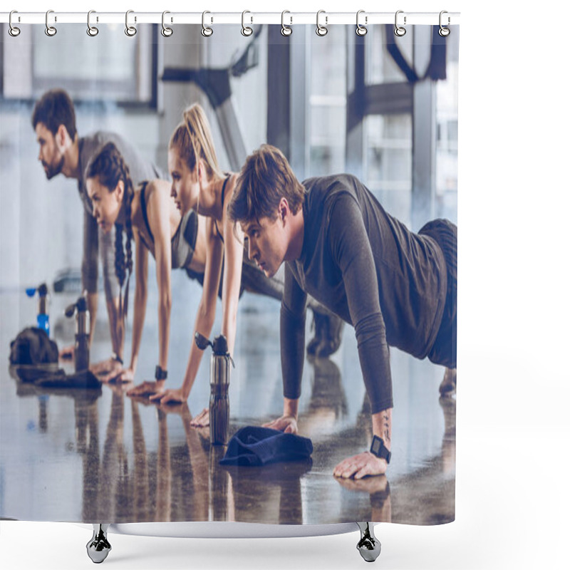 Personality  Sporty People Exercising In Gym   Shower Curtains