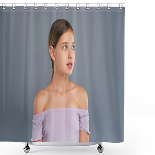 Personality  Pretty Teenage Girl Looking Into The Distance Shower Curtains