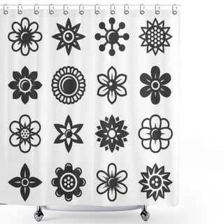 Personality  Flower Icons Set On White Background. Vector Shower Curtains