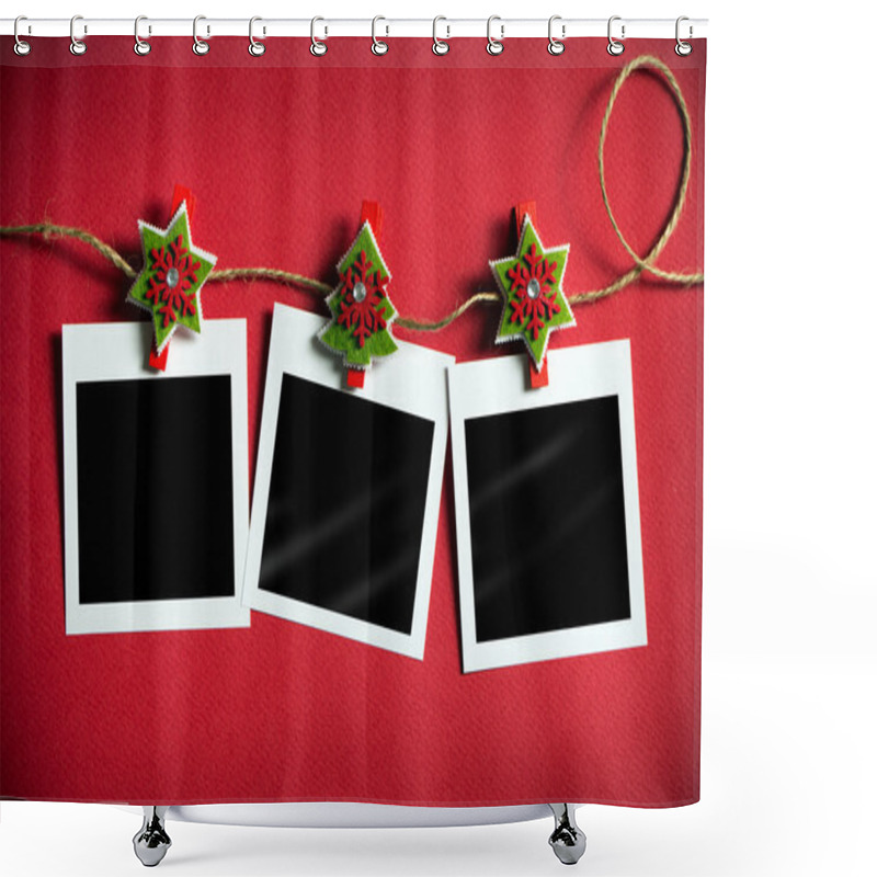 Personality  Christmas Polaroid Photo Frames  Shower Curtains