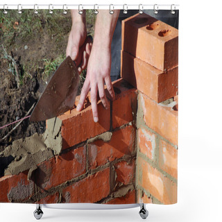 Personality  Bricklayer At Work Shower Curtains