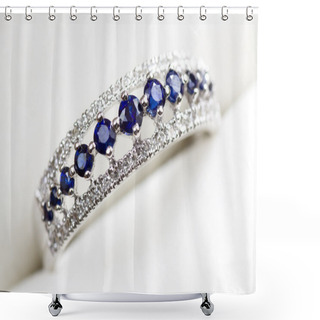 Personality  Diamond And Sapphire Engagement Ring Shower Curtains