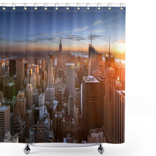 Personality  Sunset Over Manhattan Shower Curtains