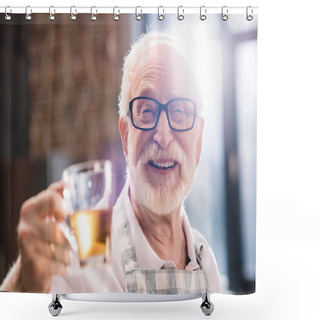 Personality  Senior Man With Cut Of Tea Shower Curtains