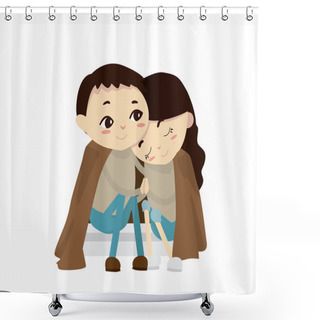 Personality  Romantic Couple Illustration - Cold Evening Shower Curtains