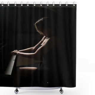 Personality  Girl And Piano Shower Curtains