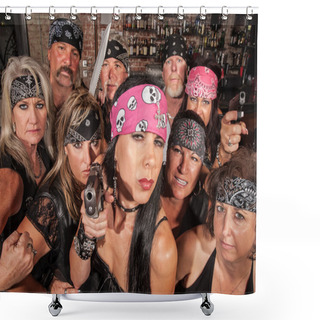 Personality  Threatening Biker Gang Shower Curtains