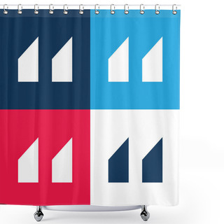 Personality  Blocks With Angled Cuts Blue And Red Four Color Minimal Icon Set Shower Curtains