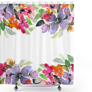 Personality  Floral Decorative Border. Watercolor Floral Background.  Shower Curtains