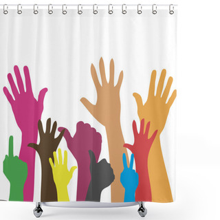 Personality  Hands Up Colorful Background Shower Curtains