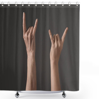 Personality  Hands With Rock Signs Shower Curtains