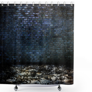 Personality  Dark Room With Tile Floor And Brick Wall Shower Curtains