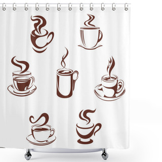 Personality  Coffee And Tea Symbols Shower Curtains
