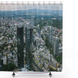 Personality  Aerial View Of Cityscape With Skyscrapers And Buildings In Frankfurt, Germany  Shower Curtains