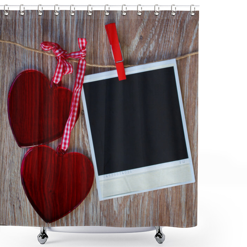 Personality  Instant photo and two hearts shower curtains
