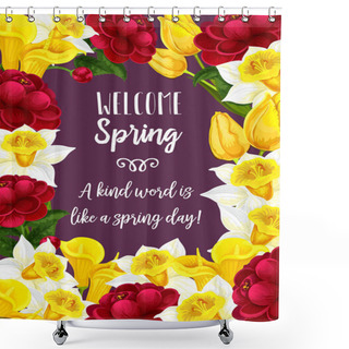 Personality  Vector Spring Time Blooming Flowers Greeting Card Shower Curtains