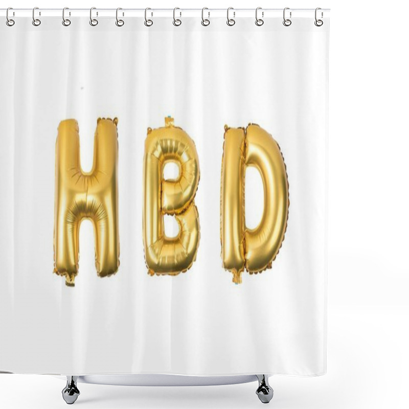 Personality  Happy Birthday English Alphabet   From Yellow (Golden) Balloons  Shower Curtains