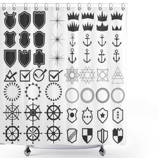 Personality  Retro Design Elements Collection. Set Of Vintage Styled Hipster  Shower Curtains