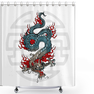 Personality  Japanese Vector Dragon Tattoo Shower Curtains