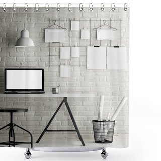 Personality  Mock Up Office, Loft Background Shower Curtains