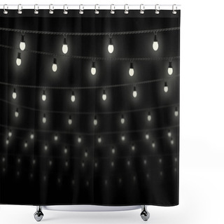 Personality  Garland Lamps Over Black. Decoration Background Shower Curtains