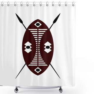 Personality  African Warrior Shield And Spear Shower Curtains