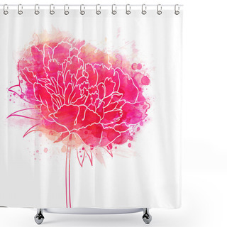 Personality  Beautiful Peonies Flower. Watercolor Painting. Shower Curtains