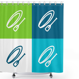 Personality  Boat And Soak Flat Four Color Minimal Icon Set Shower Curtains