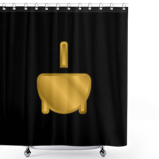 Personality  Bathtub Gold Plated Metalic Icon Or Logo Vector Shower Curtains