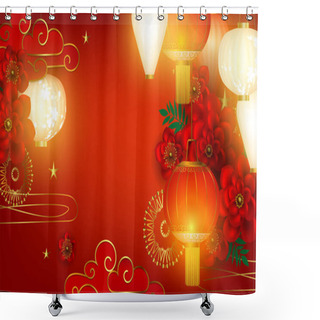 Personality  Red Chinese Holiday Background Shower Curtains