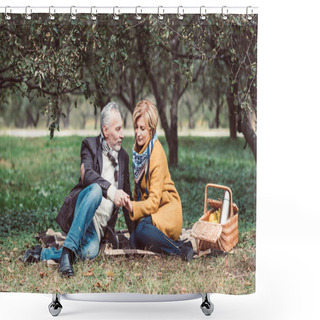 Personality  Beautiful Mature Couple In Park Shower Curtains