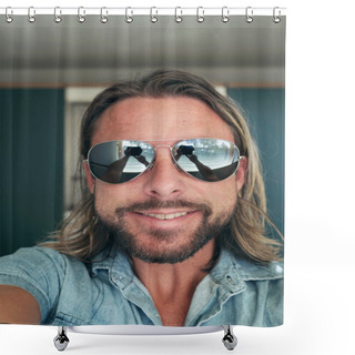 Personality  Selfie Of Young Man Shower Curtains