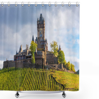 Personality  View Of The Cochem Imperial Castle Surrounded By Vineyards In Autumn, Germany Shower Curtains
